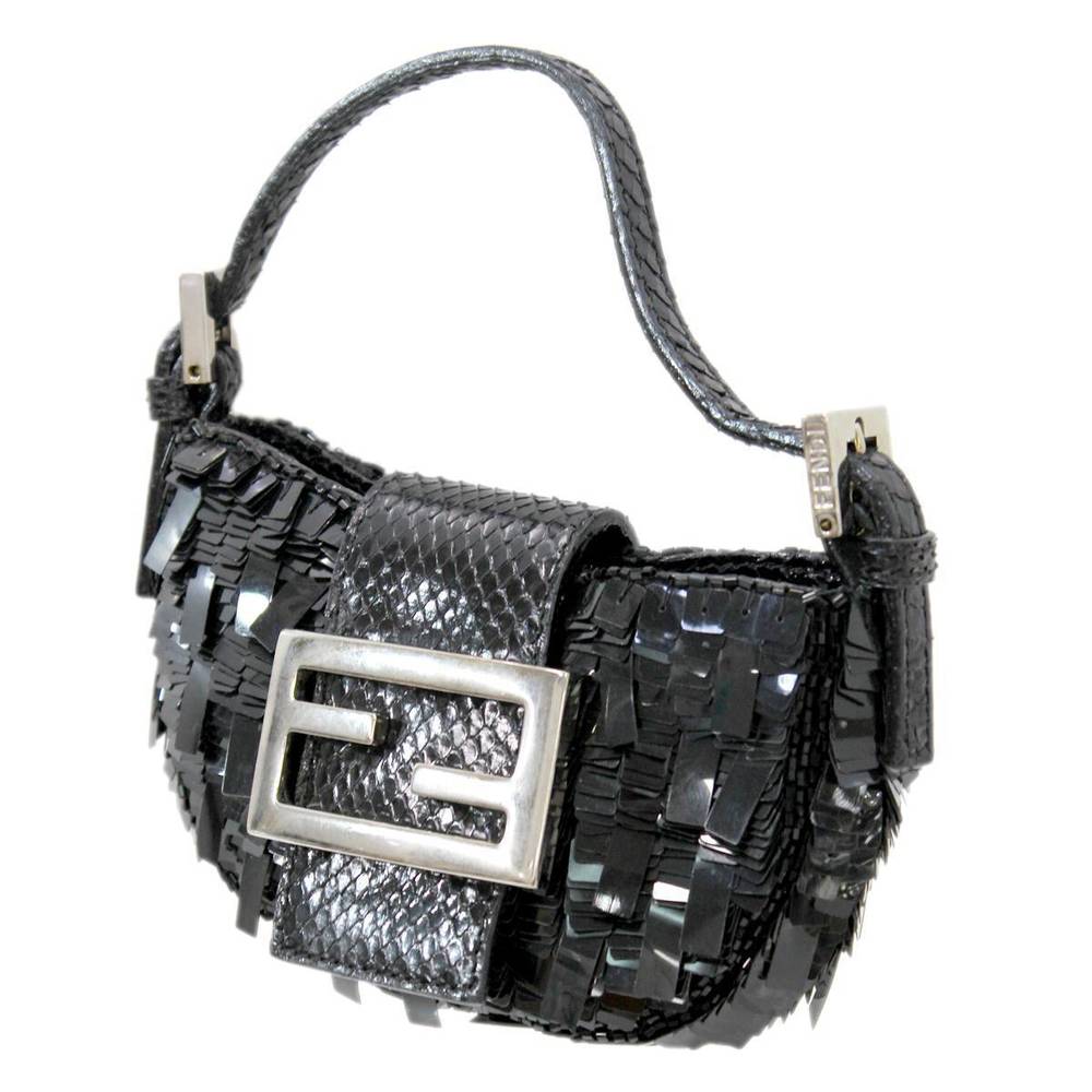 Fendi evening black tape sequins bag